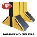 Road Block Wall Section with 4 Quad Steps, 5 Piece Set